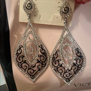 Elegant Silver and Black Dangle Earrings